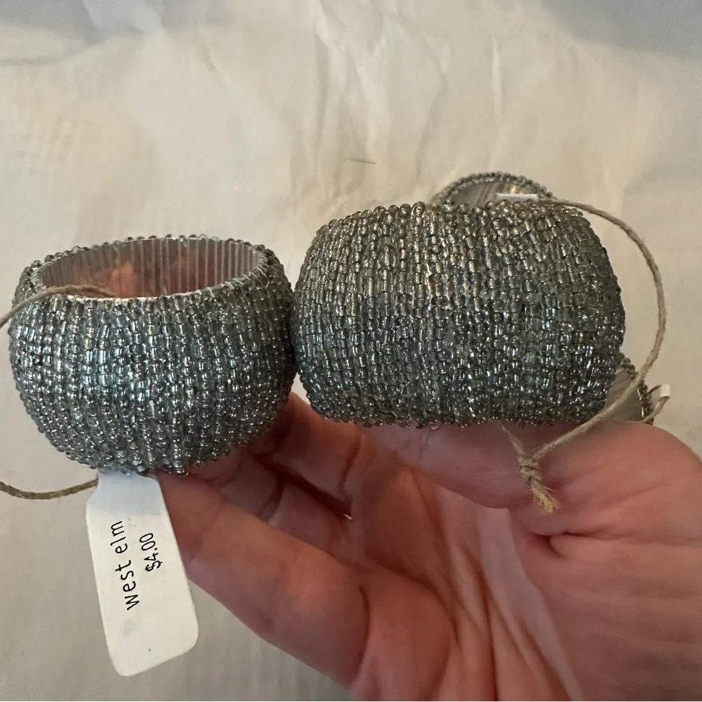 West Elm Metallic Beaded Napkin Rings